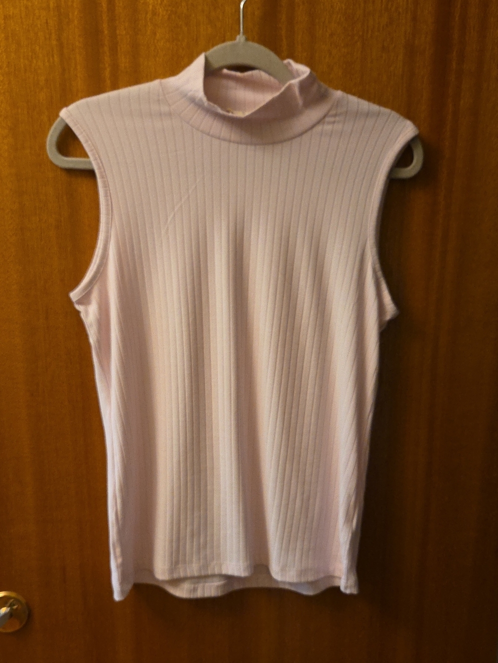 Sleeveless Ribbed Mock Neck Top - Light Pink
